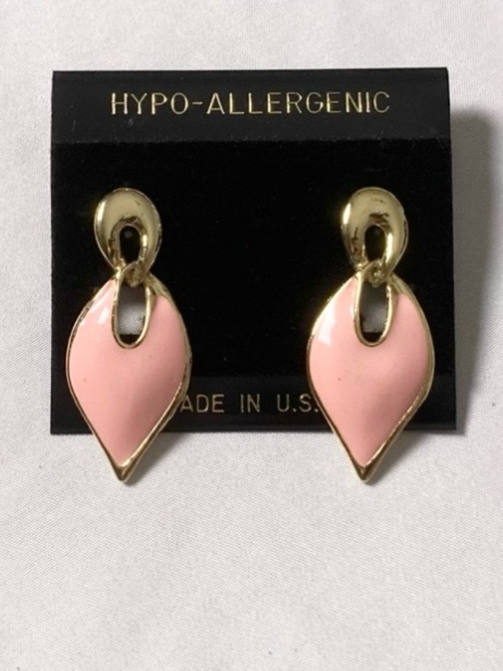 Vintage Gold And Pastel Pink Colorblock Dangle Earrings